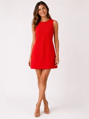 KARTA Designer Sleeveless Stud-Embellished Shift Dress Size Small